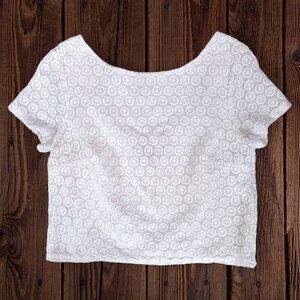 LILLY PULITZER Target White Eyelet Scoop Back Crop Top Women's L